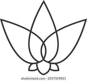 Isolated Indian ornament element. Lotos line icon. Vector illustration