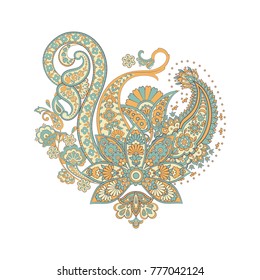 Isolated indian pattern with paisley ornament