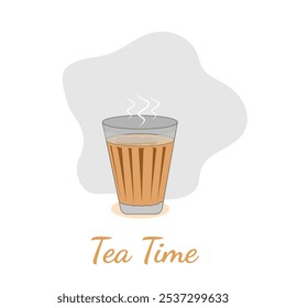 Isolated Indian tea or chai glass, Indian traditional tea glass