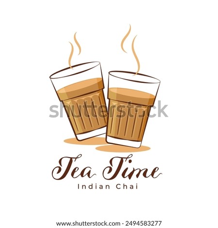 isolated indian tea or chai (Translation Tea) glass vector