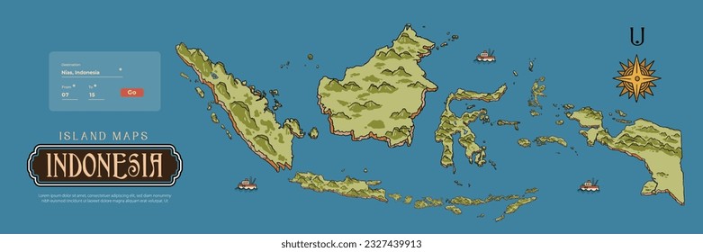 Isolated Indonesia islands map handdrawn illustration