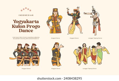 Isolated Indonesia Kulon Progo dance Illustration