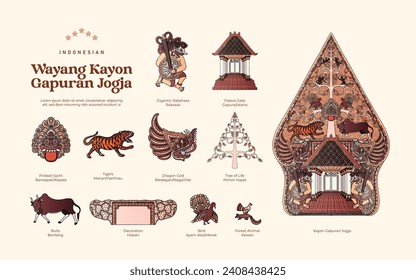 Isolated Indonesia shadow puppet Wayang kayon Illustration