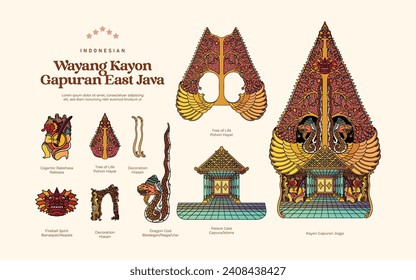 Isolated Indonesia Wayang Gunungan kayon Illustration