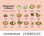Isolated indonesian cuisine hand drawn illustration vector. Indonesian food set collection for background