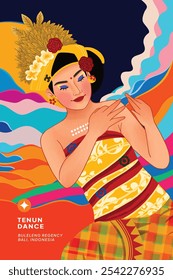 Cultura indonésia isolada Balinese Dancer ilustração celular sombreado estilo