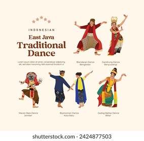 Isolated Indonesian culture East Java Dance illustration cell shaded style