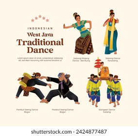 Isolated Indonesian culture West Java Dance illustration cell shaded style