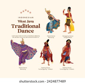 Isolated Indonesian culture West Java Dance illustration cell shaded style