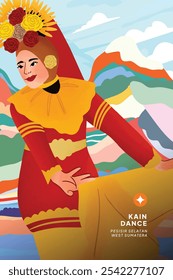 Isolated Indonesian culture West Sumatera Dancer illustration cell shaded style