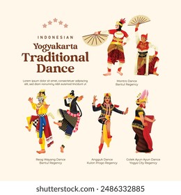 Cultura indonesia aislada Yogyakarta Ilustración de baile estilo celular sombreado