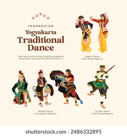 Isolated Indonesian culture Yogyakarta Dance illustration cell shaded style