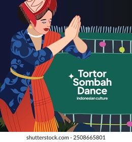 Isolated Indonesian North Sumatera flat design dancer