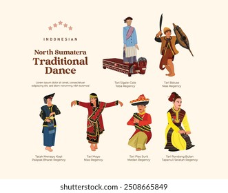 Isolated Indonesian North Sumatera flat design dancer