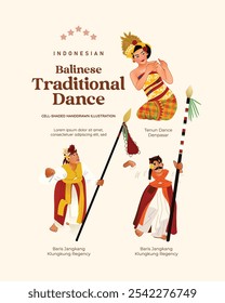 Isolated Indonesian Traditional Balinese Dance cell shaded style illustration