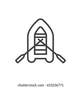 Isolated Inflatable Raft Outline Symbol On Clean Background. Vector Rubber Boat Element In Trendy Style.