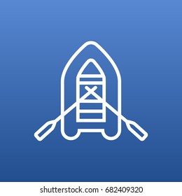 Isolated Inflatable Raft Outline Symbol On Clean Background. Vector Rubber Boat Element In Trendy Style.