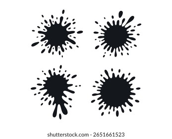 Isolated Ink Blot Designs for Graphic vector. set of silhouette paint drops and splashes. Blotter spots, liquid paint drip drop splash and ink splatter. graphic, drop, design, background, icon, abstra