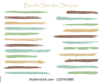 Isolated ink brush stroke stripes vector set, blue brown horizontal marker or paintbrush lines patch. Hand drawn watercolor paint brushes, smudge strokes collection. Interior colors scheme swatches.