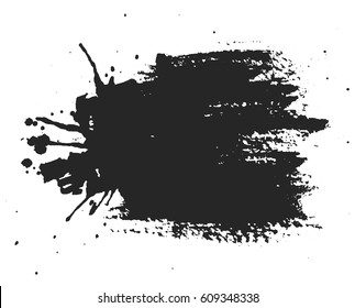 Isolated ink spot on white background. Black paint splash illustration.