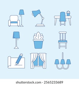 Isolated interior equipment fill design vector