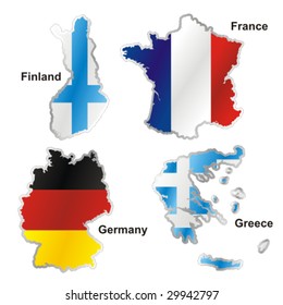 isolated international flag in map shape