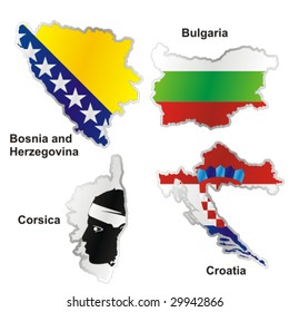 isolated international flag in map shape