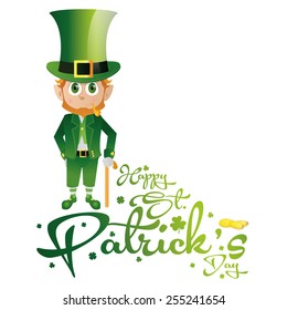 an isolated irish elf with traditional clothes and text for patrick's day