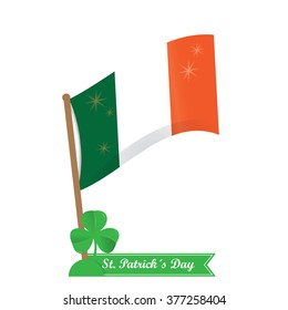 Isolated irish flash with a ribbon with text and a clover for patrick's day