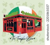 Isolated irish sticker with the temple bar landmark Vector