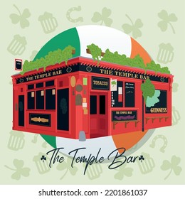 Isolated irish sticker with the temple bar landmark Vector