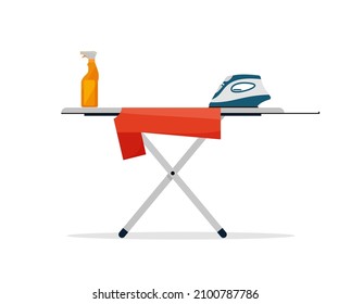 Isolated ironing board and iron on a white background. Eps 10