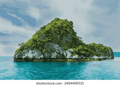 Isolated Island,  Alone Green Paradise Art