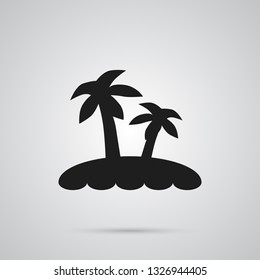 Isolated island icon symbol on clean background. Vector palm element in trendy style.