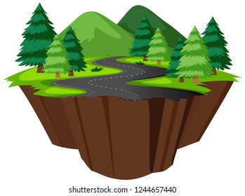 Isolated island of nature road illustration