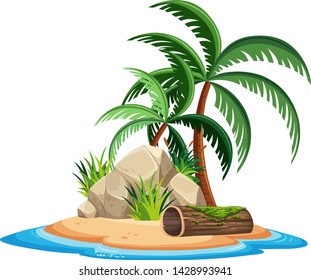 An isolated island on white background illustration