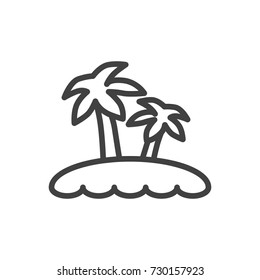 Isolated Island Outline Symbol On Clean Background. Vector Palm  Element In Trendy Style.