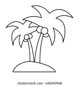 isolated island with palm tree icon image 