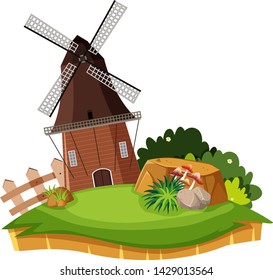 Isolated island with windmill illustration