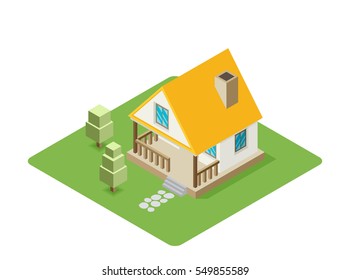 Isolated isomatic small house, Vector Property Set