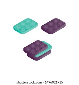 Isolated isometric 3D vector illustration a stack of pillows and seat cushion. Seat for relaxing. Set of object. Vector Illustration for home room design