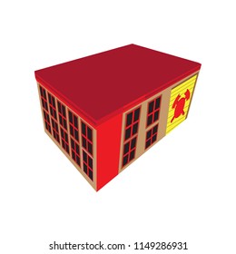 Isolated isometric fire station building icon