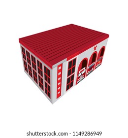 Isolated isometric fire station building icon