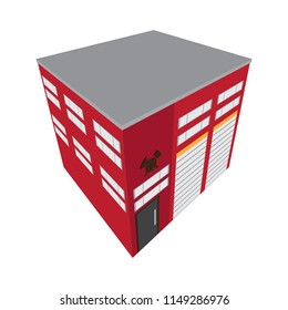 Isolated isometric fire station building icon