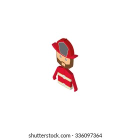 Isolated isometric firefighter on a white background