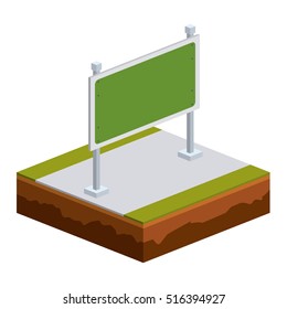 Isolated Isometric Green Road Sign Design