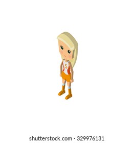isolated isometric player with a sport uniform on a white background