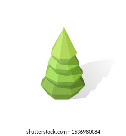 Isolated isometric polygonal coniferous tree on white background 4. Vector illustration.