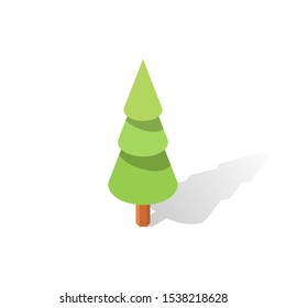 Isolated isometric polygonal coniferous tree on white background 7. Vector illustration.