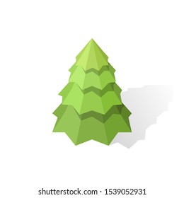 Isolated isometric polygonal coniferous tree on white background 10. Vector illustration.